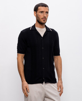 Brunello Cucinelli Black shirt with geometric pattern M29203415