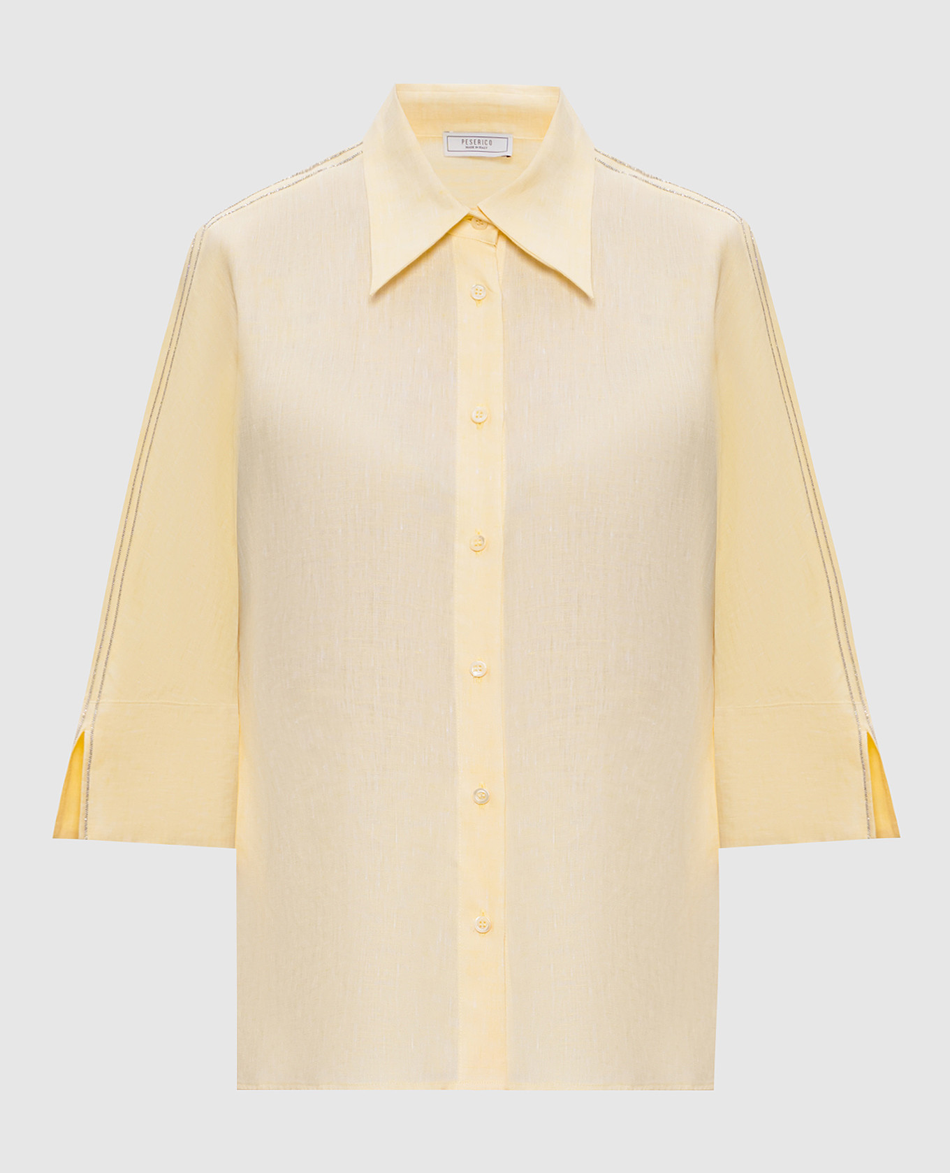 

Yellow linen shirt with monil chain Peserico