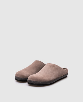 Brunello Cucinelli Brown suede mules with monil chain MZSFG3040P