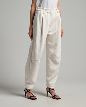 Brunello Cucinelli White pants with linen MH571P8528