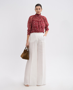 Max Mara Burgundy PANIA blouse made of silk with floral print PANIA