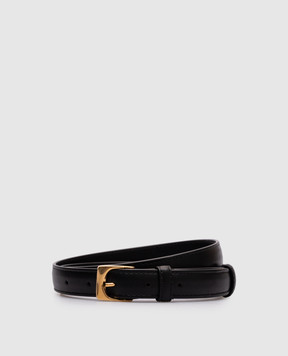 The Row Black leather Moon belt W1644L60