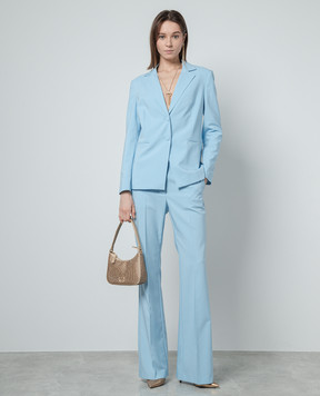 Twinset Blue flared pants with metallic logo 241AP2072
