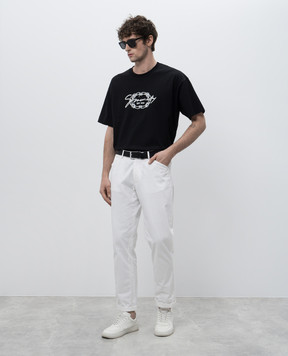 Givenchy Black T-shirt with contrast logo embroidery BM71MG3YPK