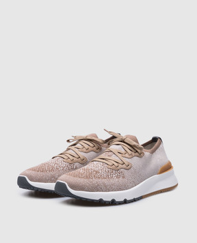 Brunello Cucinelli Brown sneakers with textured logo MZUKISO250