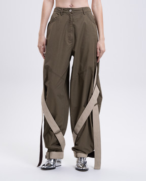 The Attico Khaki pants with ribbons 251WCP00270CCC118AA