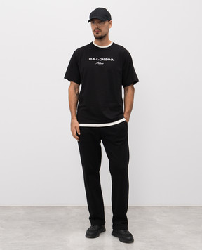 Dolce&Gabbana Black T-shirt with embroidered logo G8ST6ZG7PCG