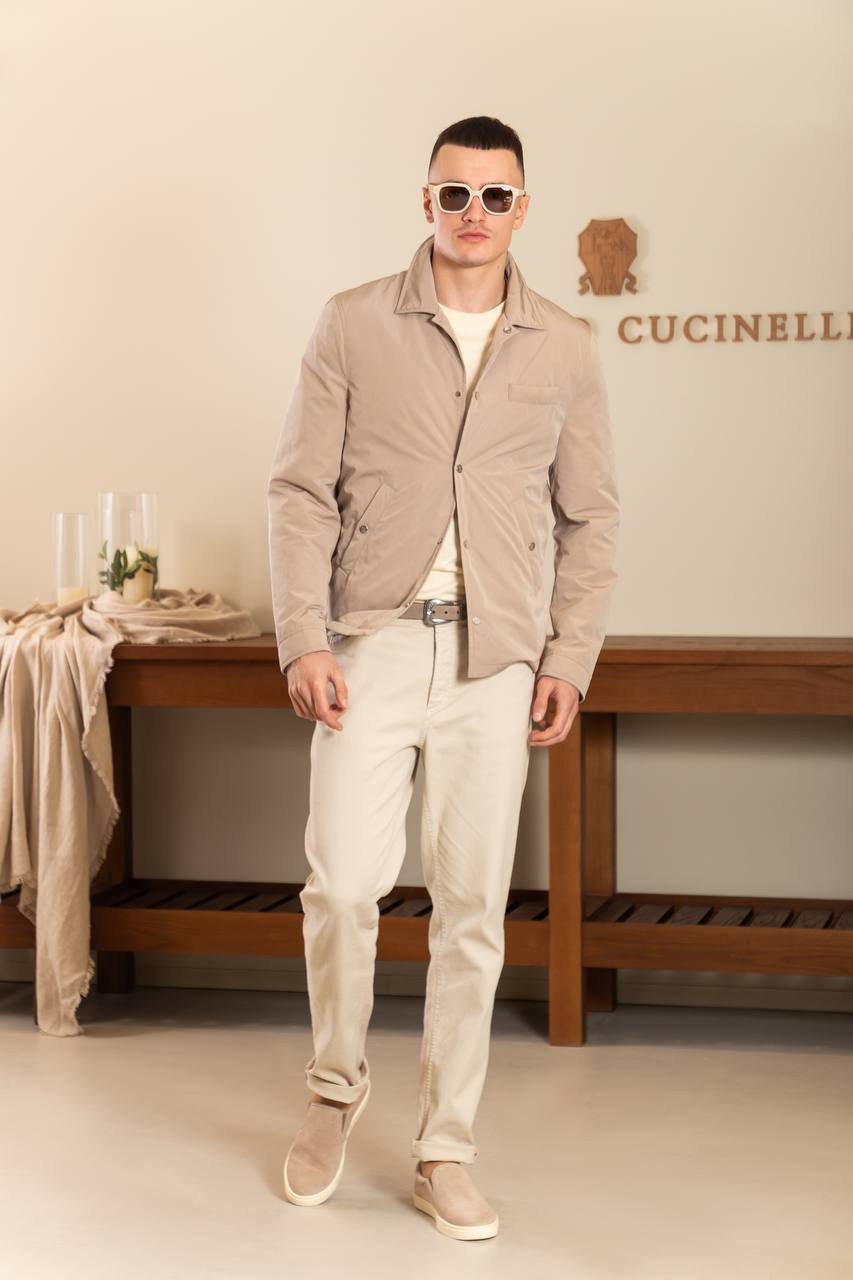 

Beige jacket with logo emblem Brunello Cucinelli
