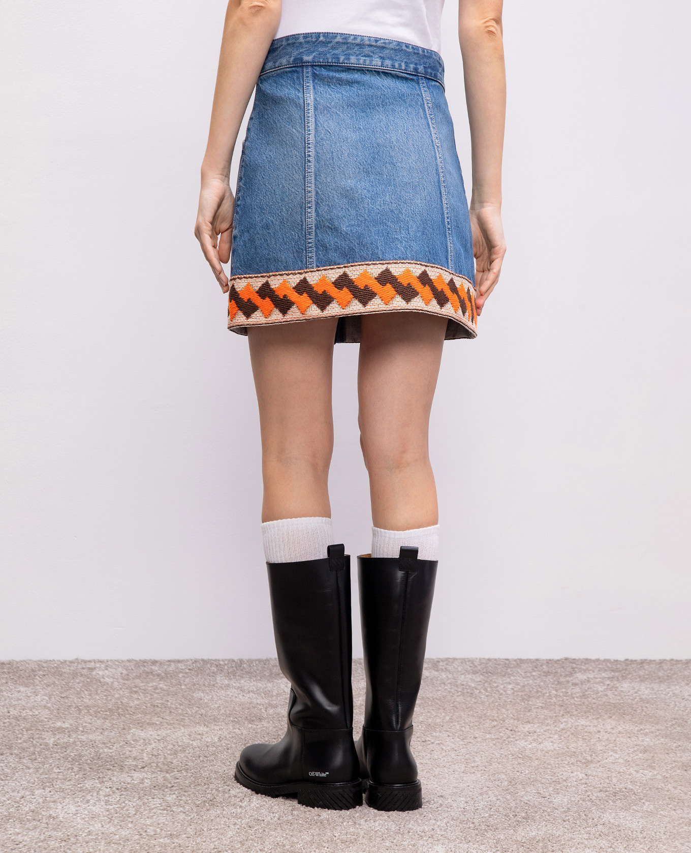 

Blue denim mini skirt with pattern Valentino