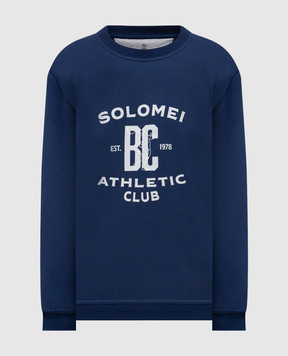 Brunello Cucinelli Blue sweatshirt with print MW8633380G