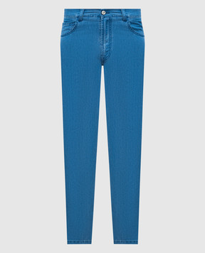 Stefano Ricci Blue jeans with logo plate MFT51B2030T218BL