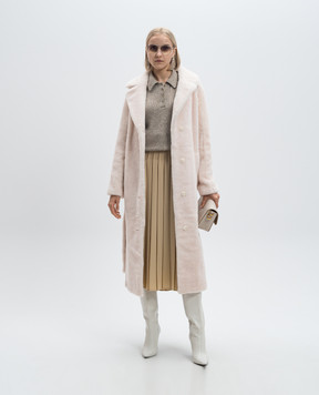 Yves Salomon Beige sheepskin coat with a belt 25WYM61620MER4