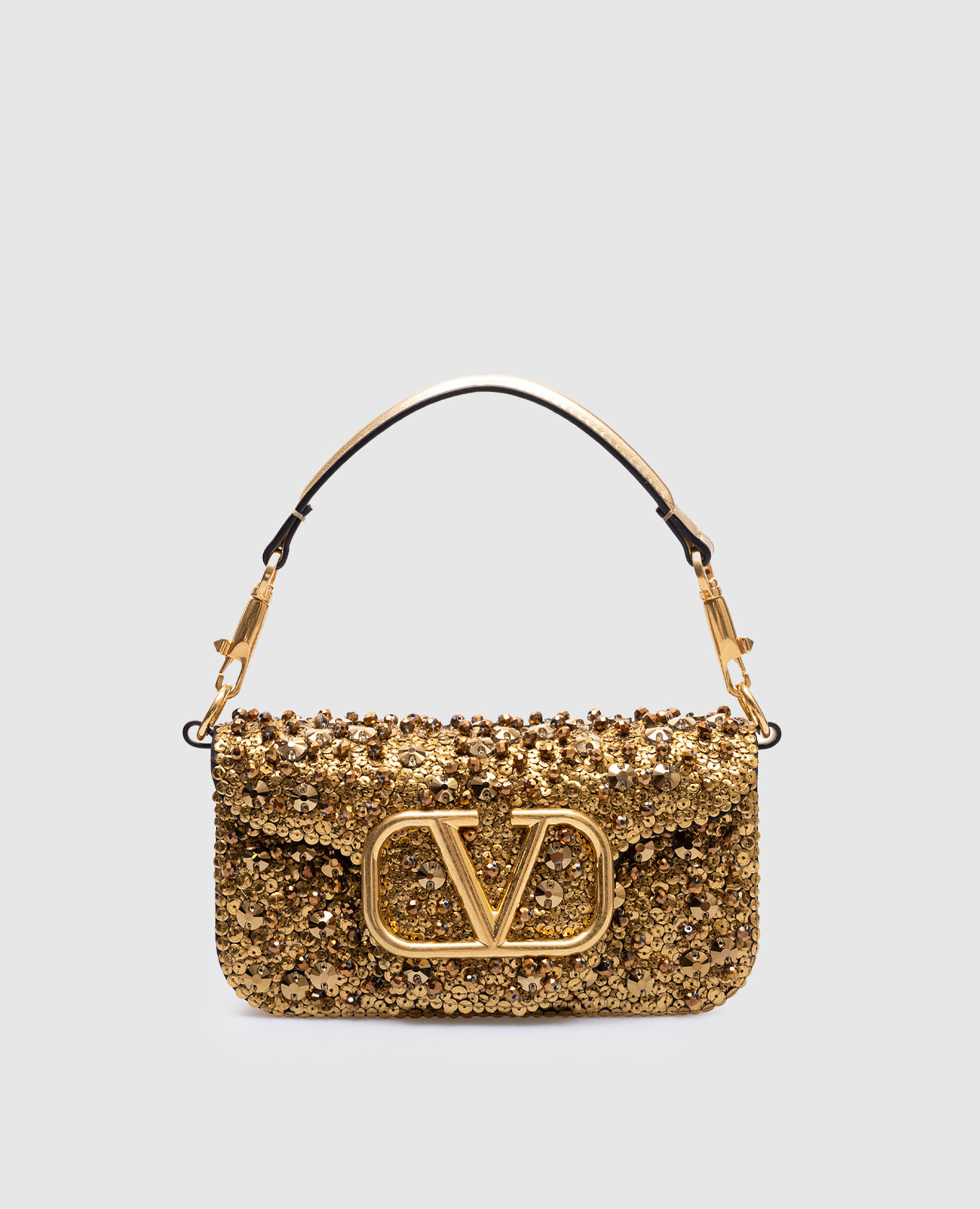 

Golden leather bag with sequins and crystals Valentino