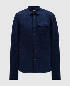 Kiton Blue shirt with wool and silk UMCBUBAK0170E