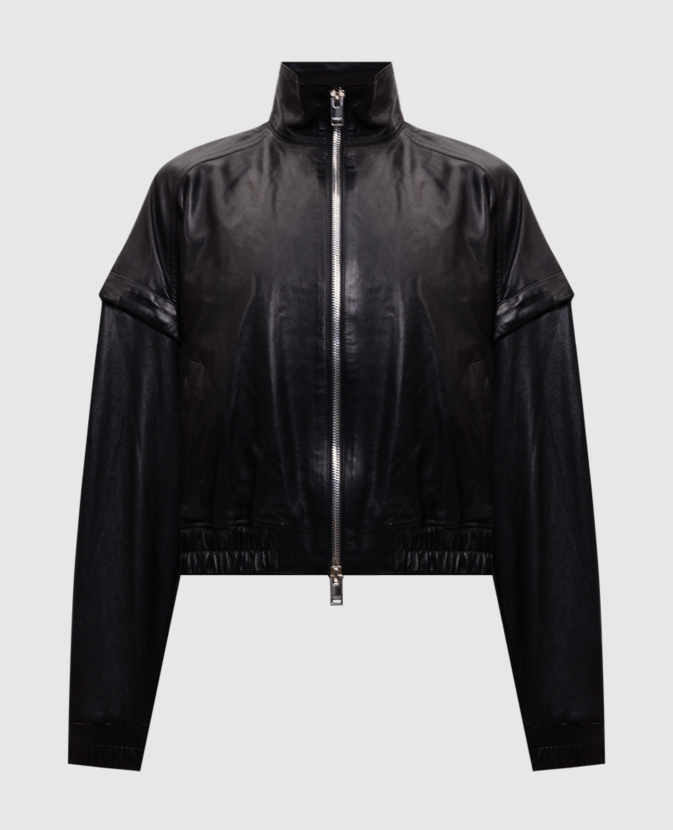 

Black leather jacket with removable sleeves Jacob Lee