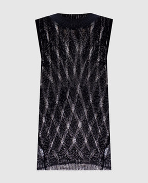 Solotre Black top with openwork pattern M3D0026D