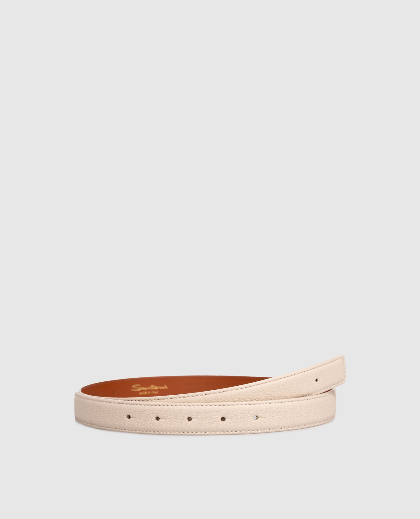 

Beige leather belt without buckle Santoni