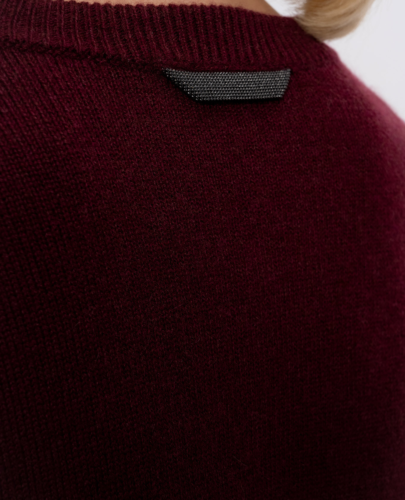 

Burgundy cashmere jumper with monil chain Brunello Cucinelli
