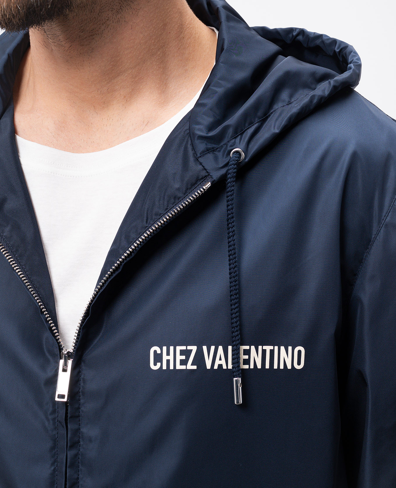 

Blue windbreaker with logo print Valentino