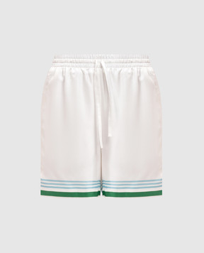 Casablanca White Metaphysical Tennis Print Silk Shorts MPS25TR01203