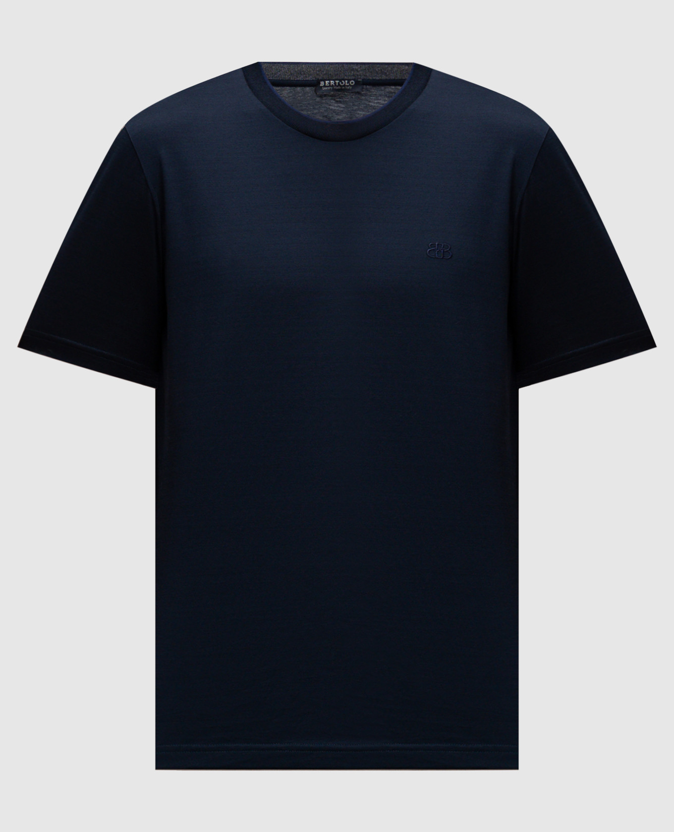 Blue t-shirt with logo embroidery bertolo cashmere