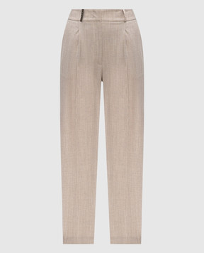 Peserico Beige pants with wool with monil chain P0479206435
