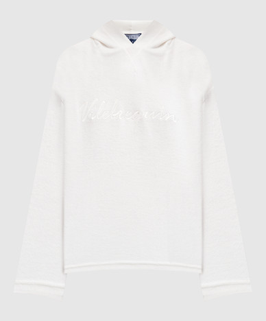 White hoodie with logo embroidery