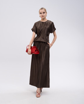 Lou Lou Studio LIAM brown linen and silk skirt LIAM