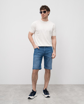 Stefano Ricci Blue denim shorts with logo patch MST5102120T0129