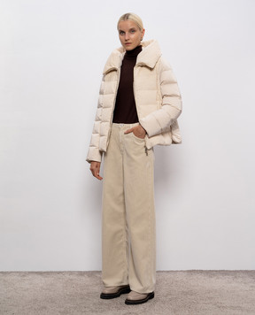 MooRER Beige NITYA down jacket with corduroy inserts NITYALVO