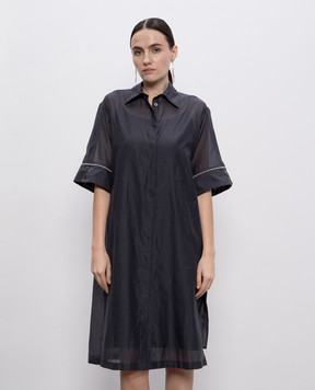 Peserico Gray shirt dress with linen E0610608372