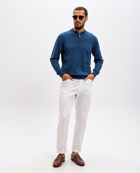 Cashmere&Whiskey Blue merino wool polo 94394Z
