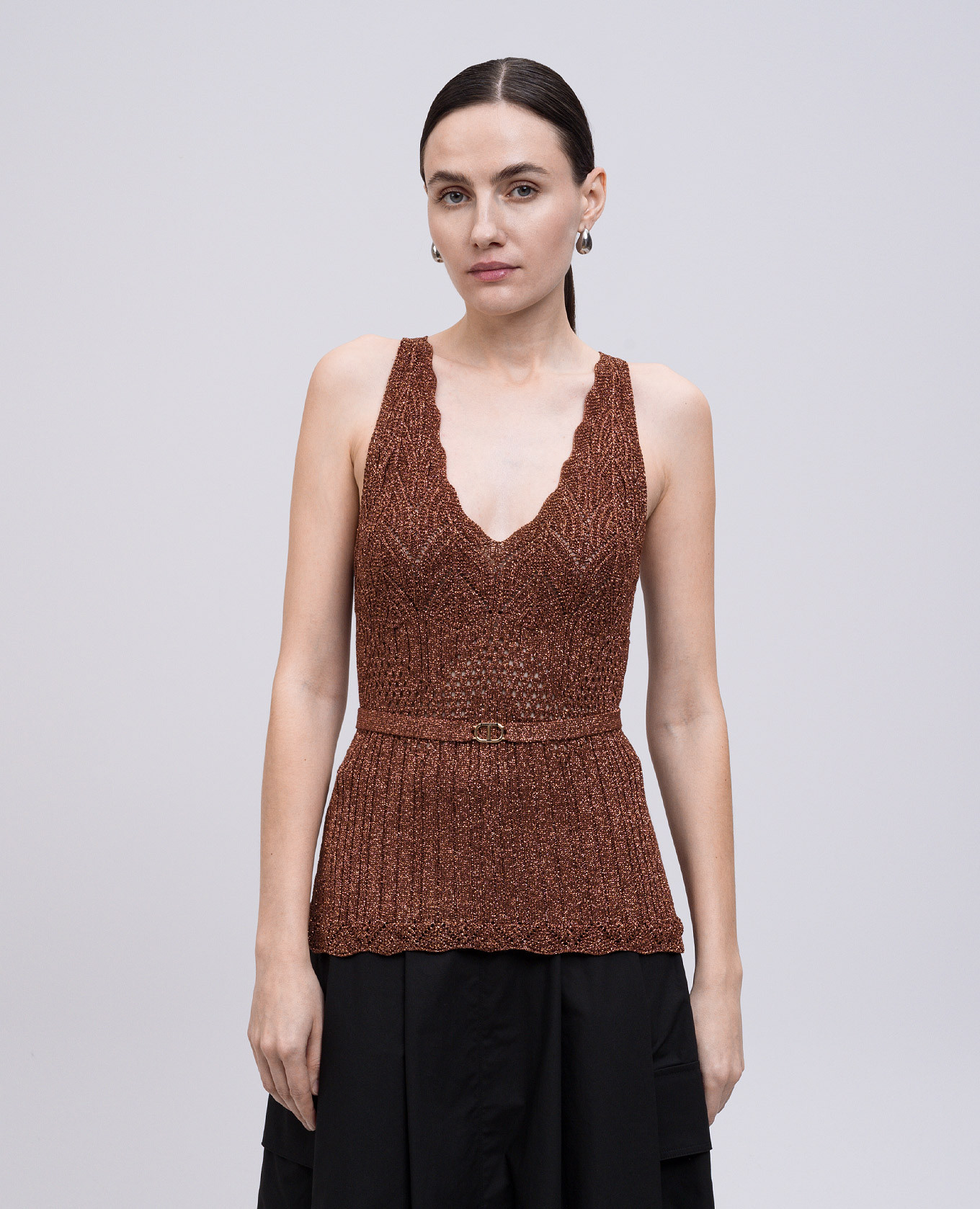 

Brown top with lurex Twinset