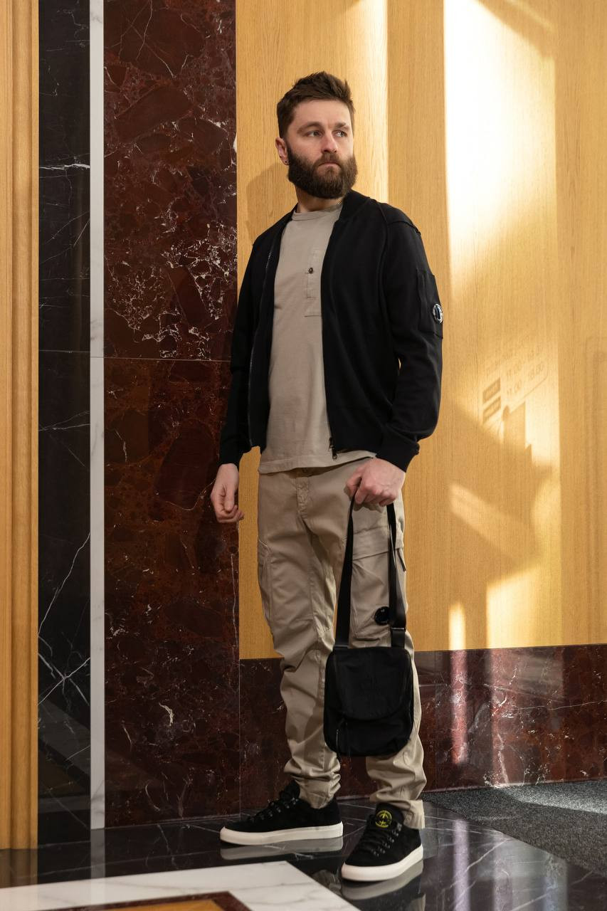 

Beige cargo with logo C.P. Company