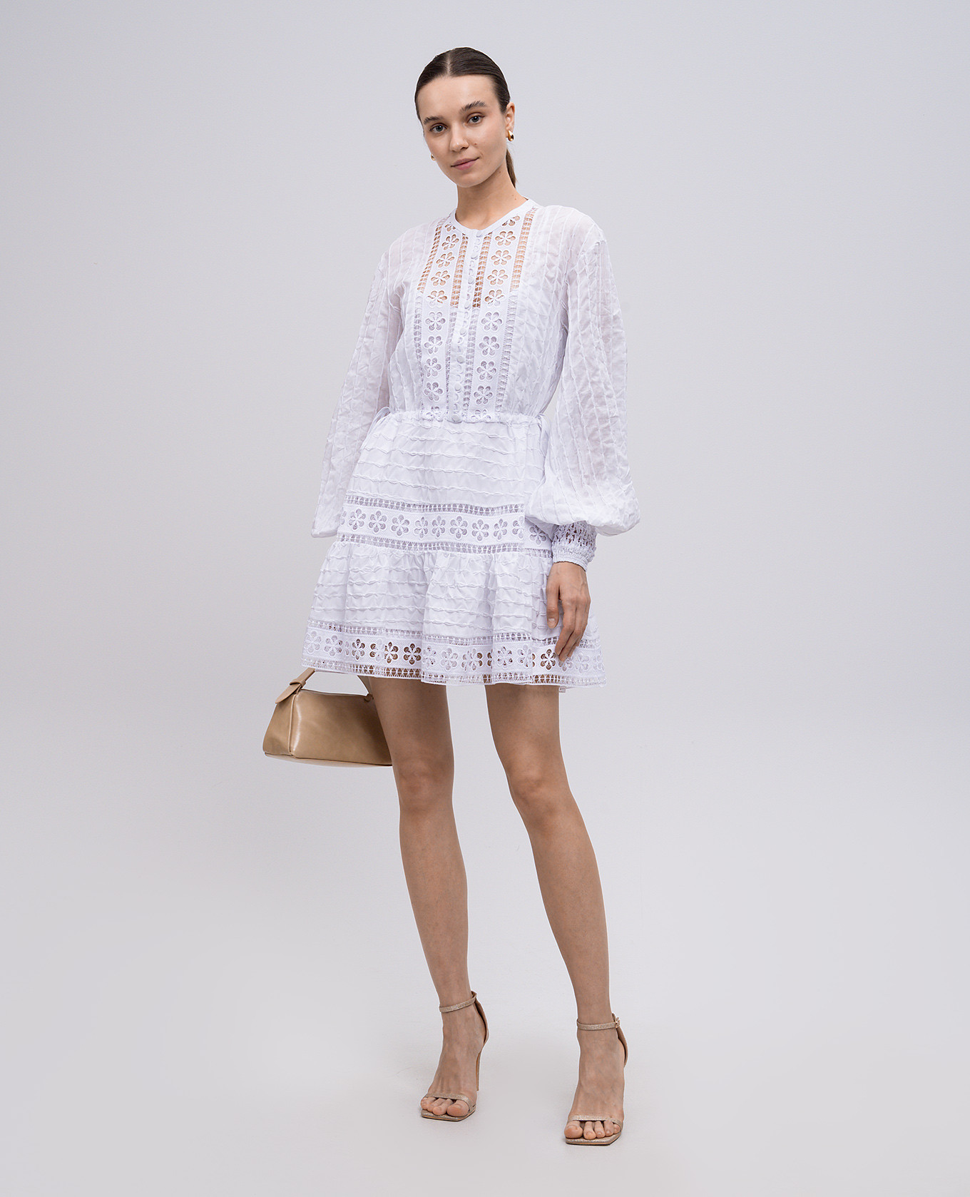 

Begonne white shirt dress with lace Charo Ruiz