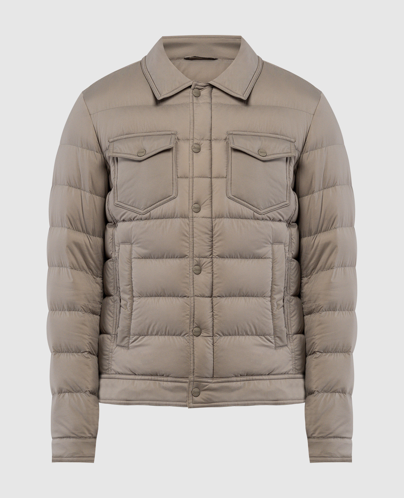 Gray down jacket with logo herno