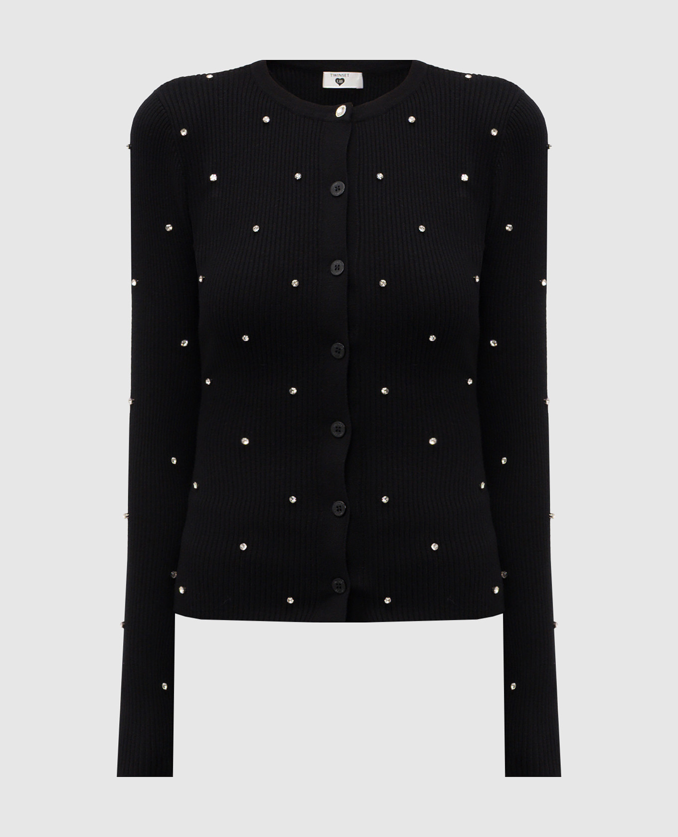 

Black ribbed top with crystals Twinset