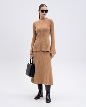 Twinset Brown wool and cashmere midi skirt 252TP3573