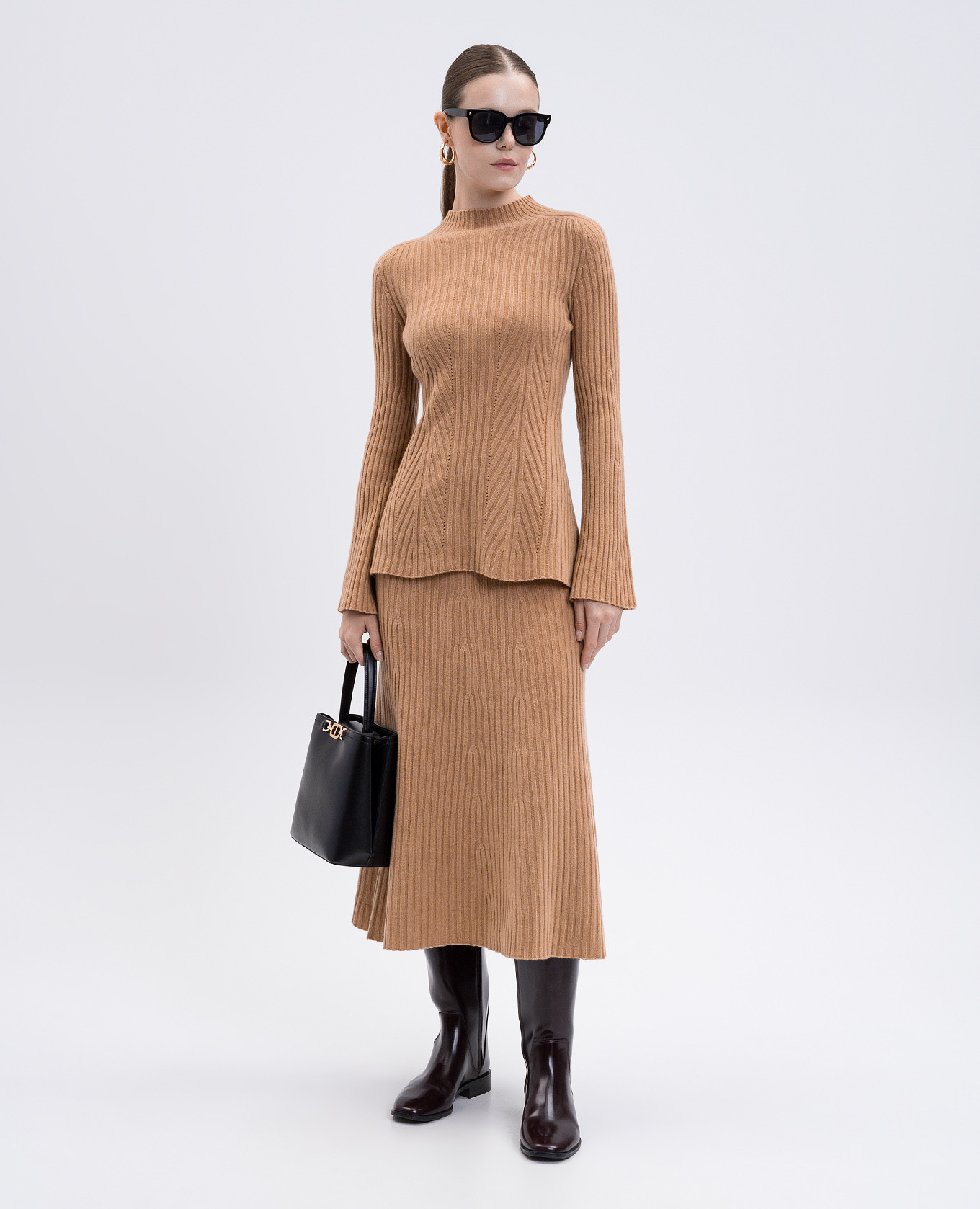 

Brown wool and cashmere midi skirt Twinset