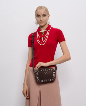 Valentino NELLCÔTE brown suede crossbody bag 7W2B0R74JET