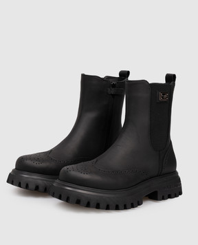 Dolce&Gabbana Children's black leather shoes with perforations DA5295A63793136