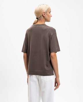 John Smedley Brown DANBY T-shirt with slits DANBY