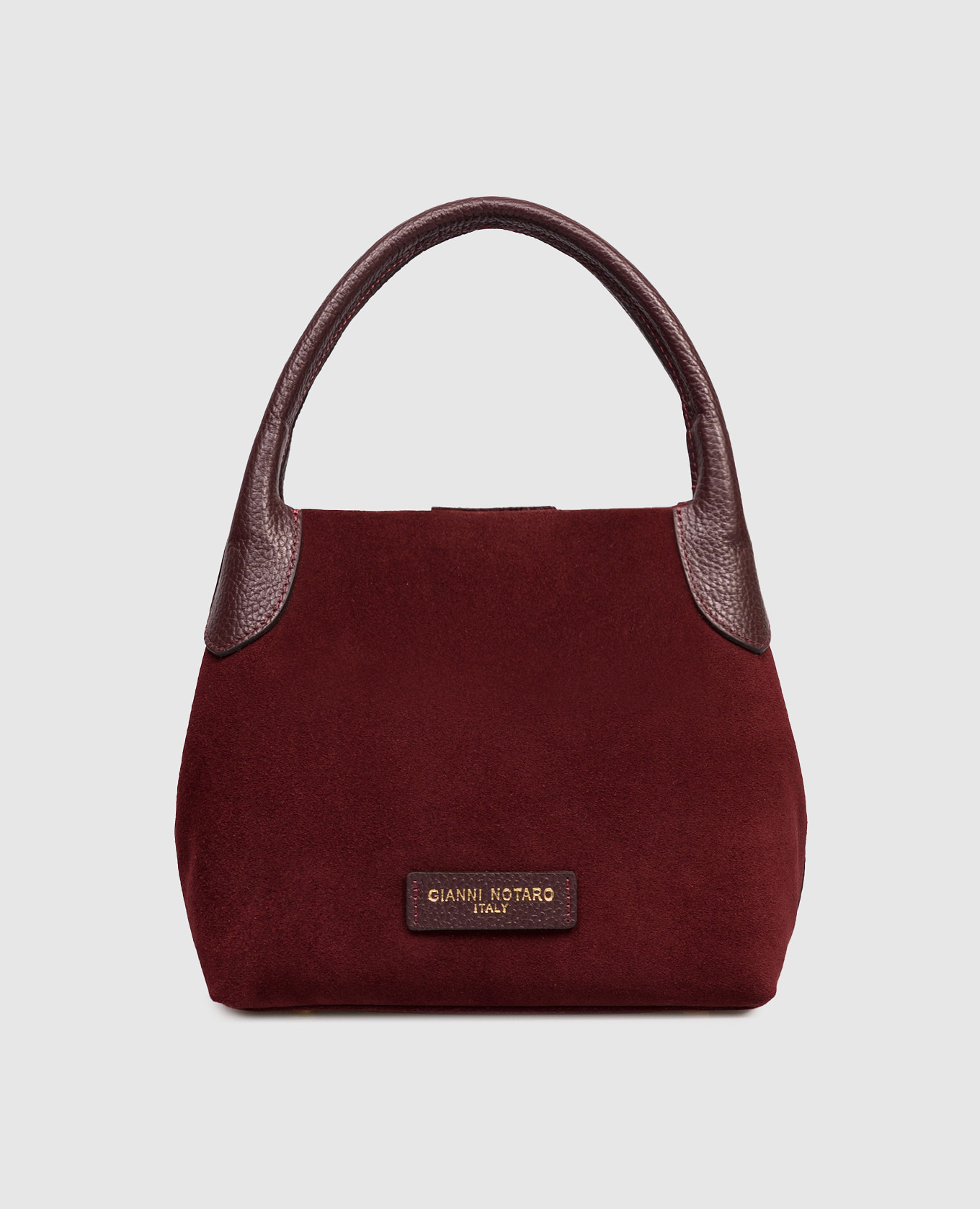 

Burgundy suede bag with logo Gianni Notaro