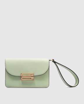 Victoria Beckham Dorian green leather clutch B125AAC006313A