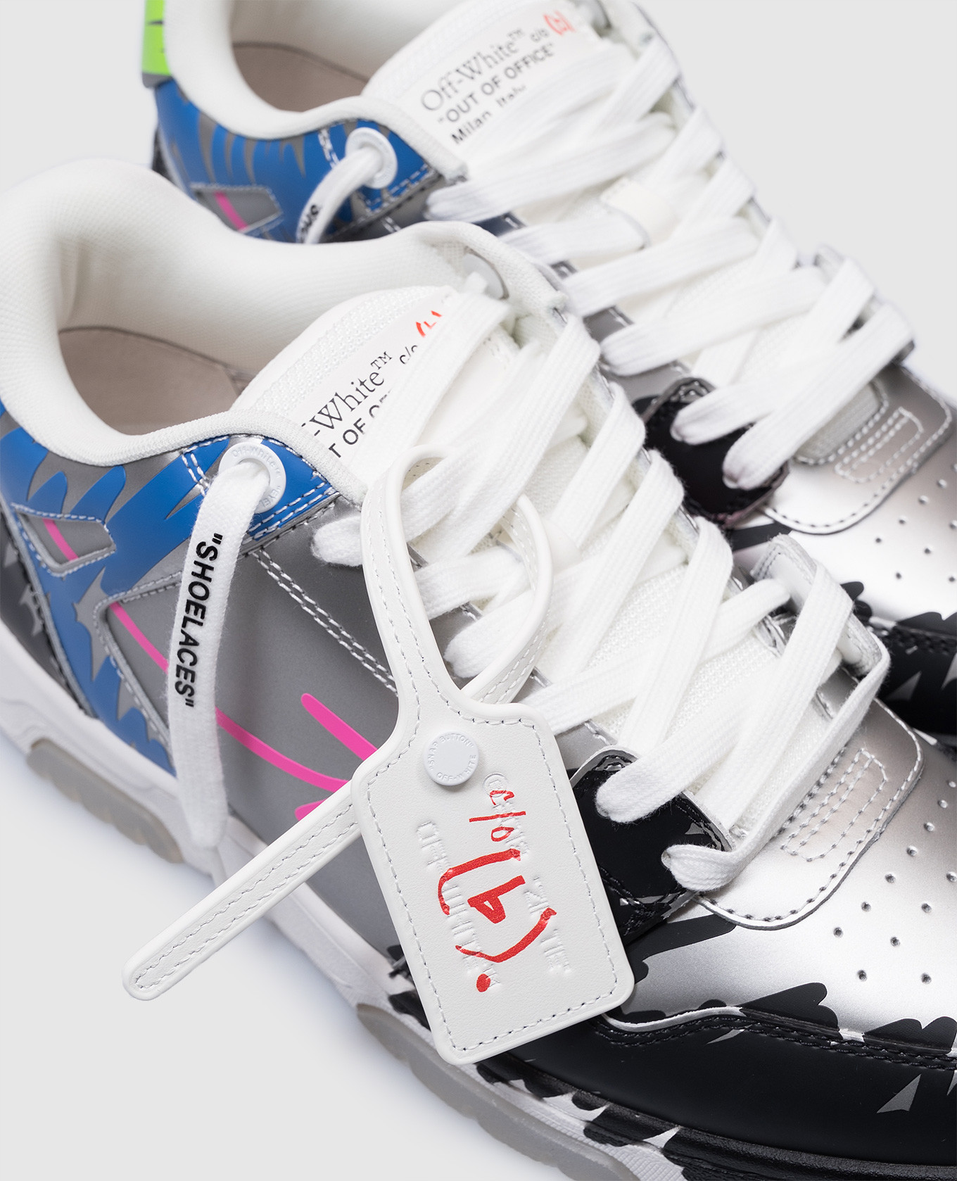 

Silver leather sneakers Bstroy Out Of Office Off-White