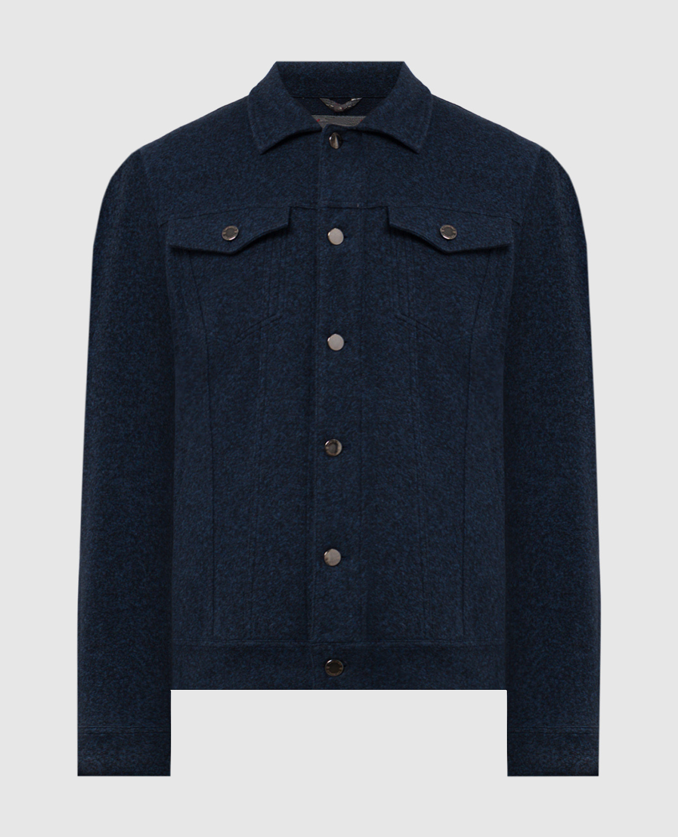 

Blue melange shirt with wool and logo CAPOBIANCO