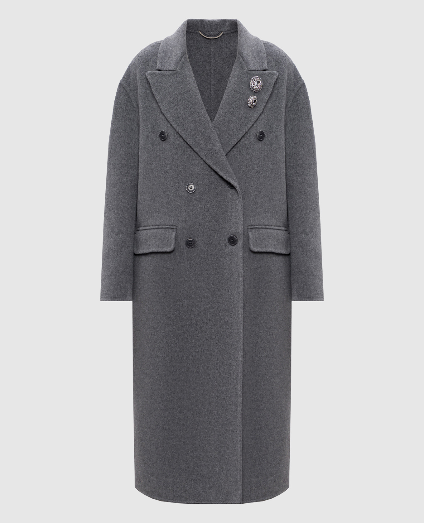 Gray double-breasted wool and cashmere coat Ermanno Scervino
