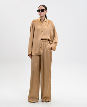 Balenciaga Beige striped blouse with logo print 841012TSLA6