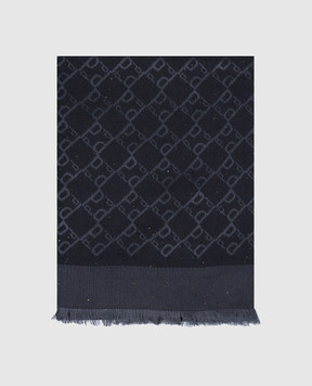 Peserico Gray scarf with patterned wool S31524C0CC656