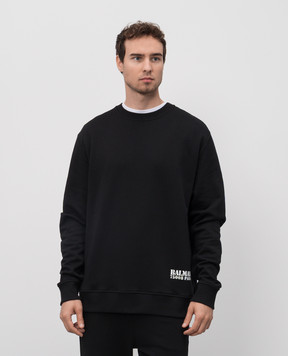 Balmain Black sweatshirt with logo print FH1JS001BD04